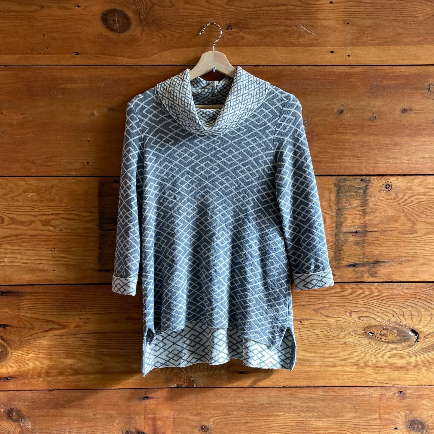 XS - Moth Anthropologie Gray Patterned Cowl Neck NEW Sweater 0723ML