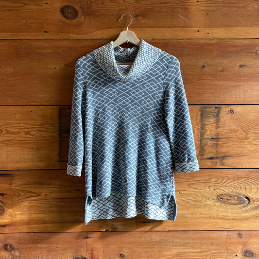 XS - Moth Anthropologie Gray Patterned Cowl Neck NEW Sweater 0723ML