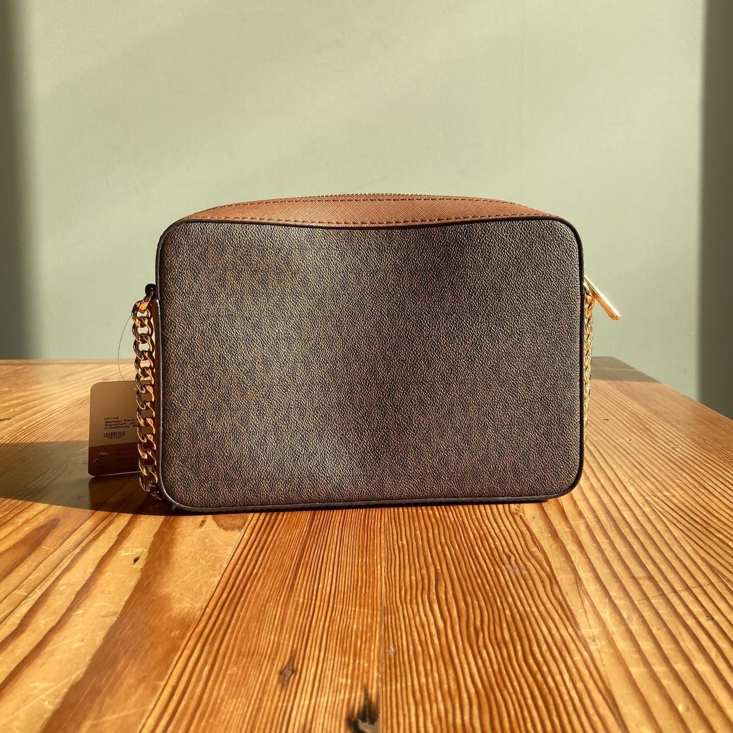 Michael Kors Brown Signature Jet Set Crossbody Zip Top Purse Bag 0607AB