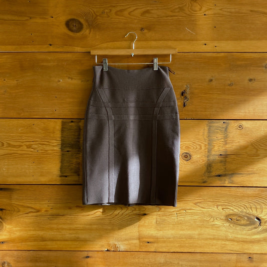 M - Herve Leger Dark Gray Bandage Bodycon Stretch Fabric Pencil Skirt 1030SF