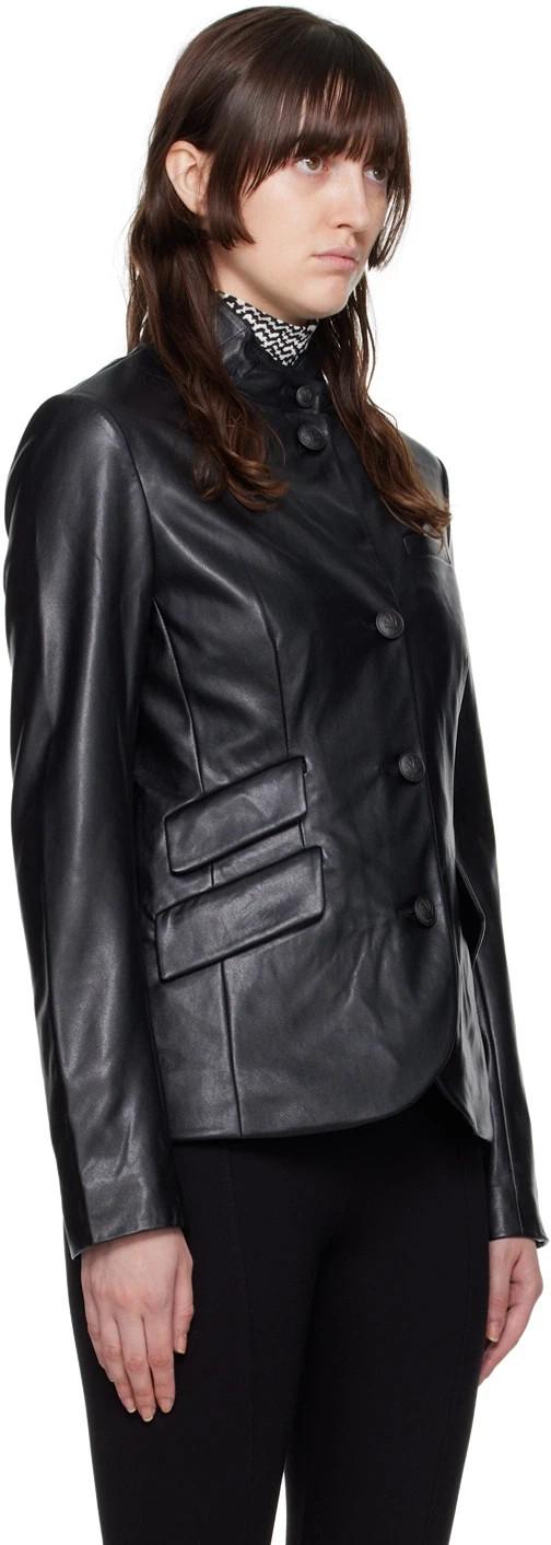 6 - Rag & Bone Black Faux Leather Button Front Slade Blazer Jacket 0504AK
