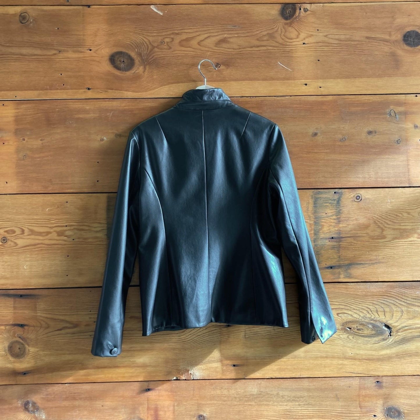 6 - Rag & Bone Black Faux Leather Button Front Slade Blazer Jacket 0504AK