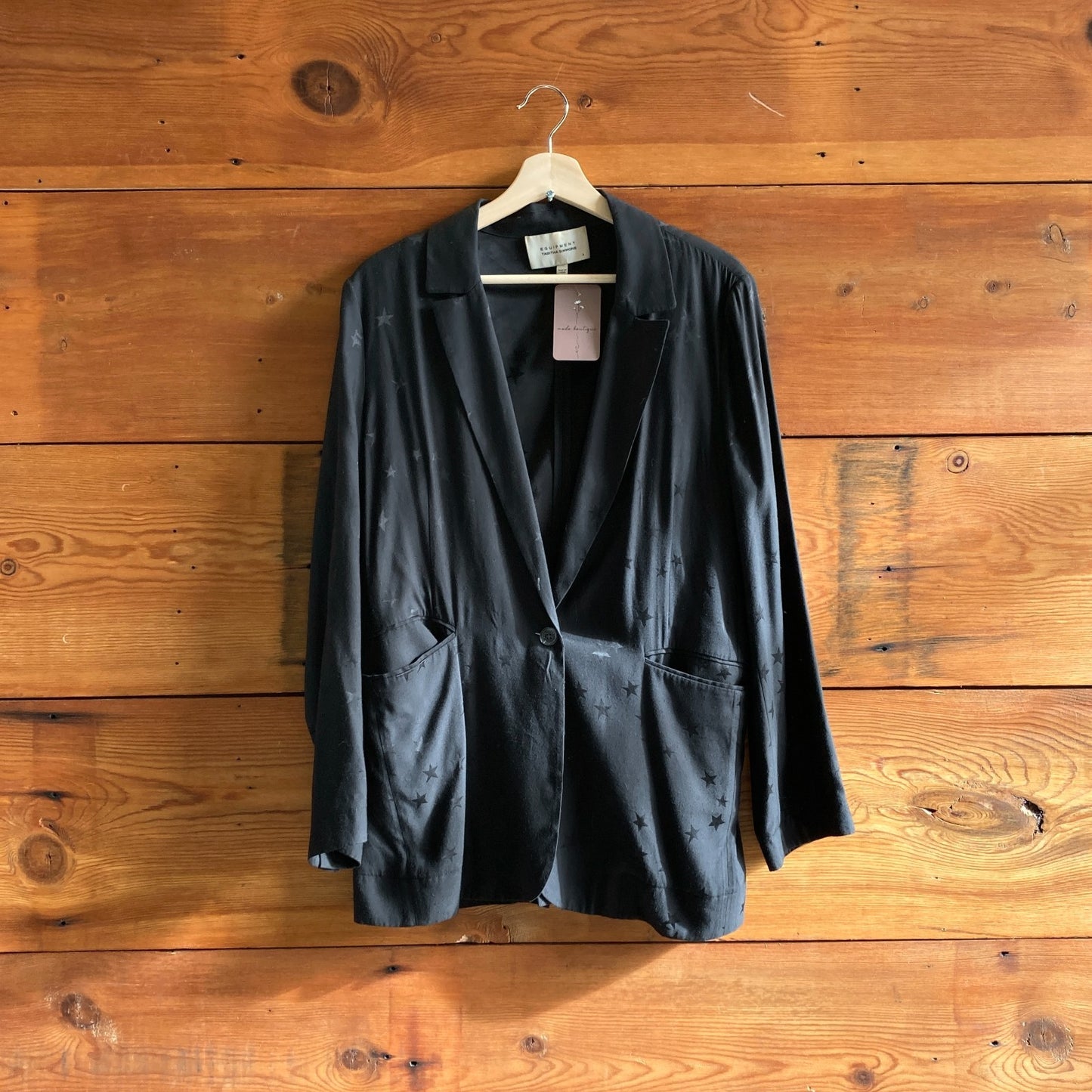 8 - Equipment x Tabitha Simmons Black Star Print Embossed Hamptons Blazer 1030SF