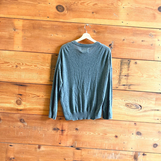 M - Zadig & Voltaire Gray V-neck Soft Cashmere Pullover Sweater 3333MC