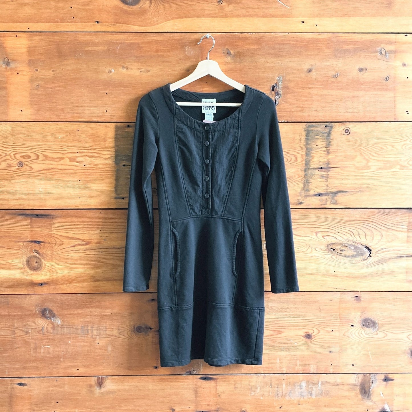 XS - Prairie Underground $187 Black Organic Cotton Messenger Dress NEW 0120SC