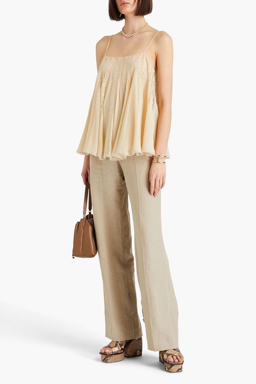 2 AU / 8 US - Zimmermann Cream Wonderland NEW Lace Vent Cami Tank Top 0419NR