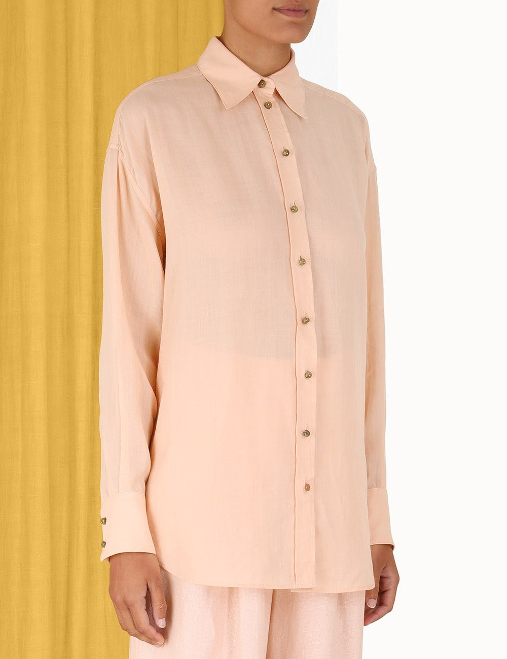 1 / S - Zimmerman Peach Semi Sheer Button Front NEW Wonderland Bouse Top 0419NR