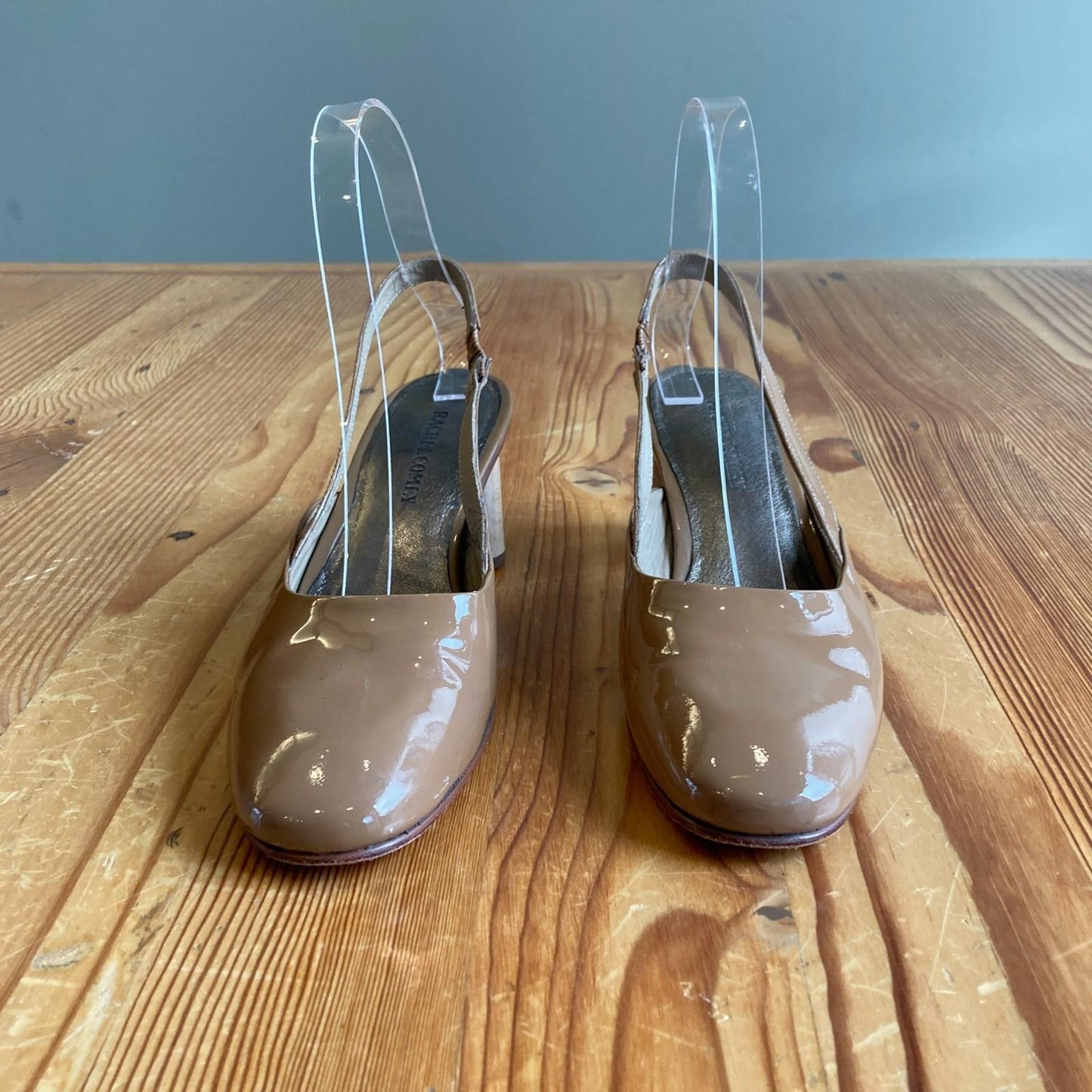 6.5 - Rachel Comey Brown Patent Leather Ray Slingback Wood Block Heels 0425KN