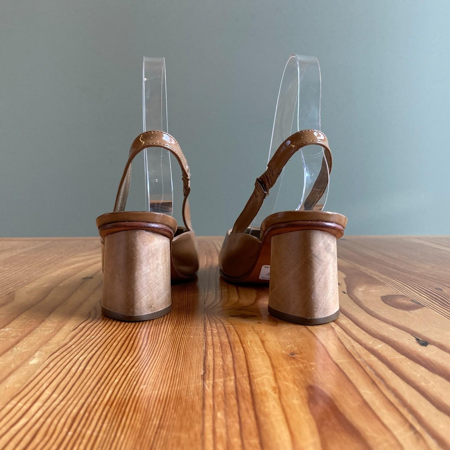 6.5 - Rachel Comey Brown Patent Leather Ray Slingback Wood Block Heels 0425KN