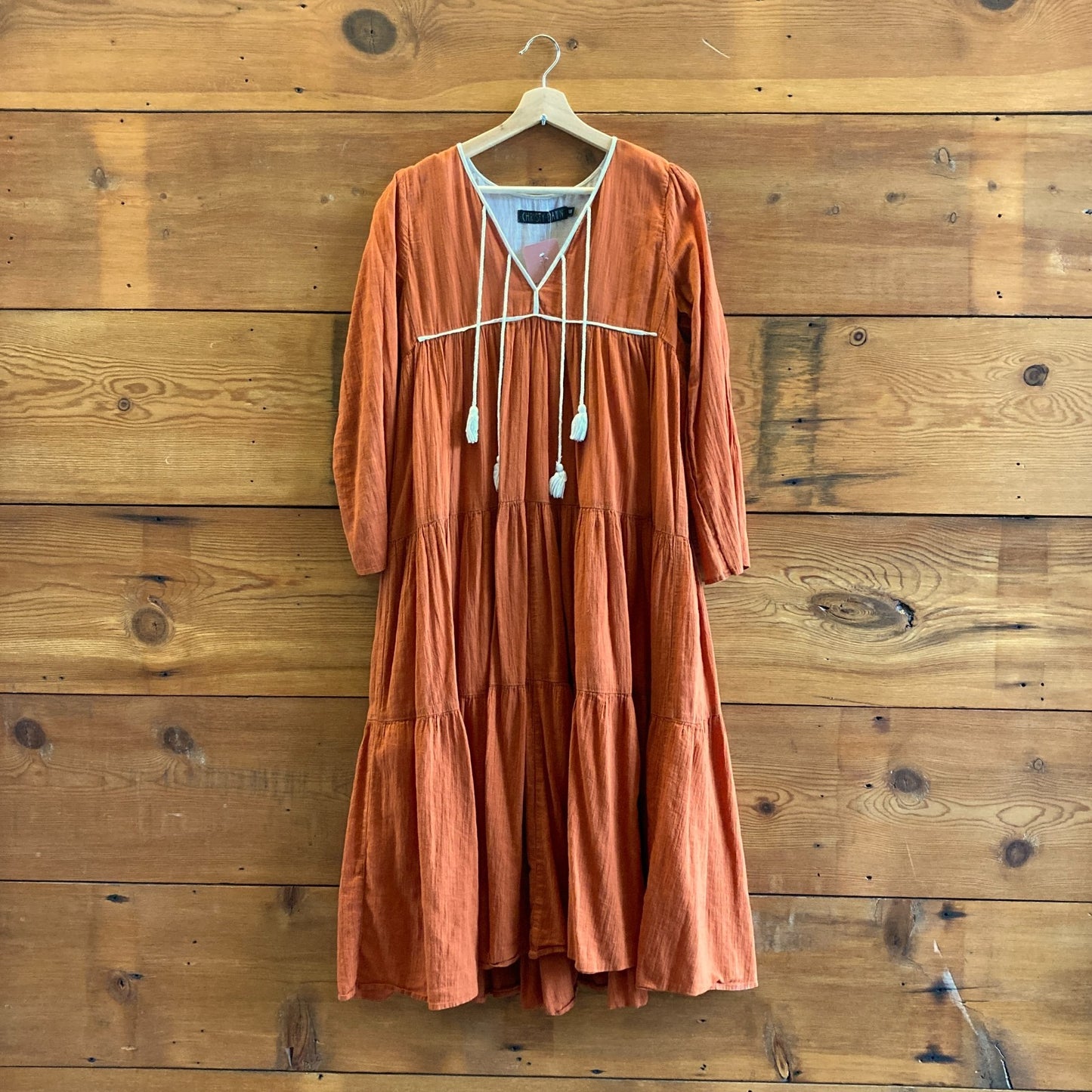 XS / S - Christy Dawn Rust Brown Gauze Cotton Midi Peasant Dress 0520KP