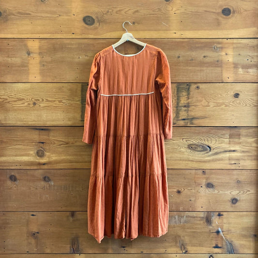 XS / S - Christy Dawn Rust Brown Gauze Cotton Midi Peasant Dress 0520KP