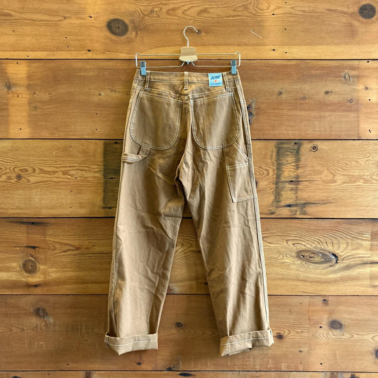 4 - Jem! $325 Brown Top Stitched High Waisted Straight Leg Painters Pants 0312IG