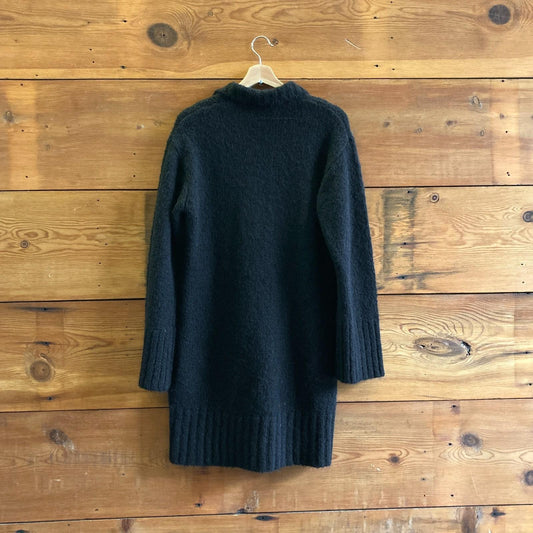 M - Equipment $425 Black Wool Alpaca Bresse Collared Sweater Dress 1016LD