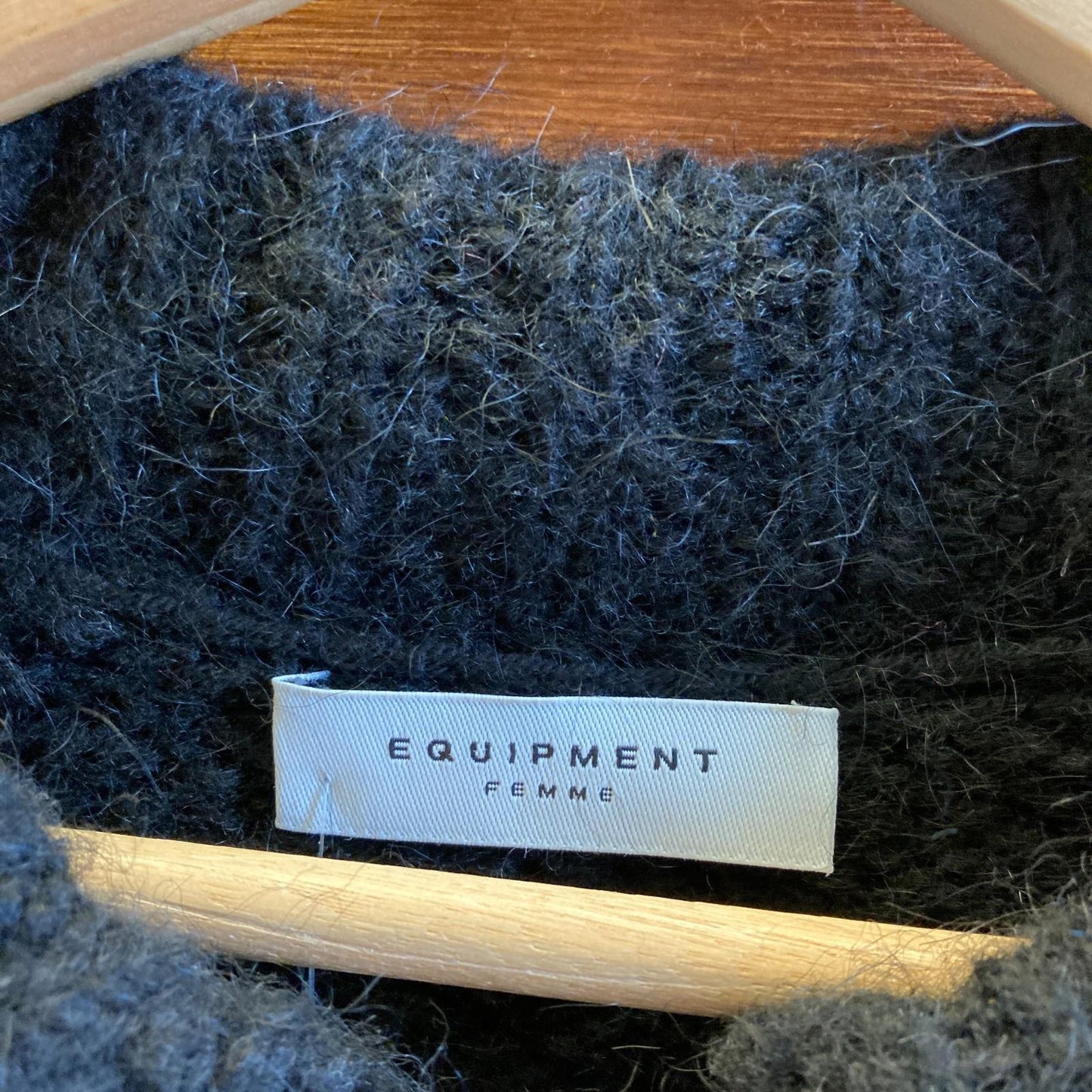 M - Equipment $425 Black Wool Alpaca Bresse Collared Sweater Dress 1016LD