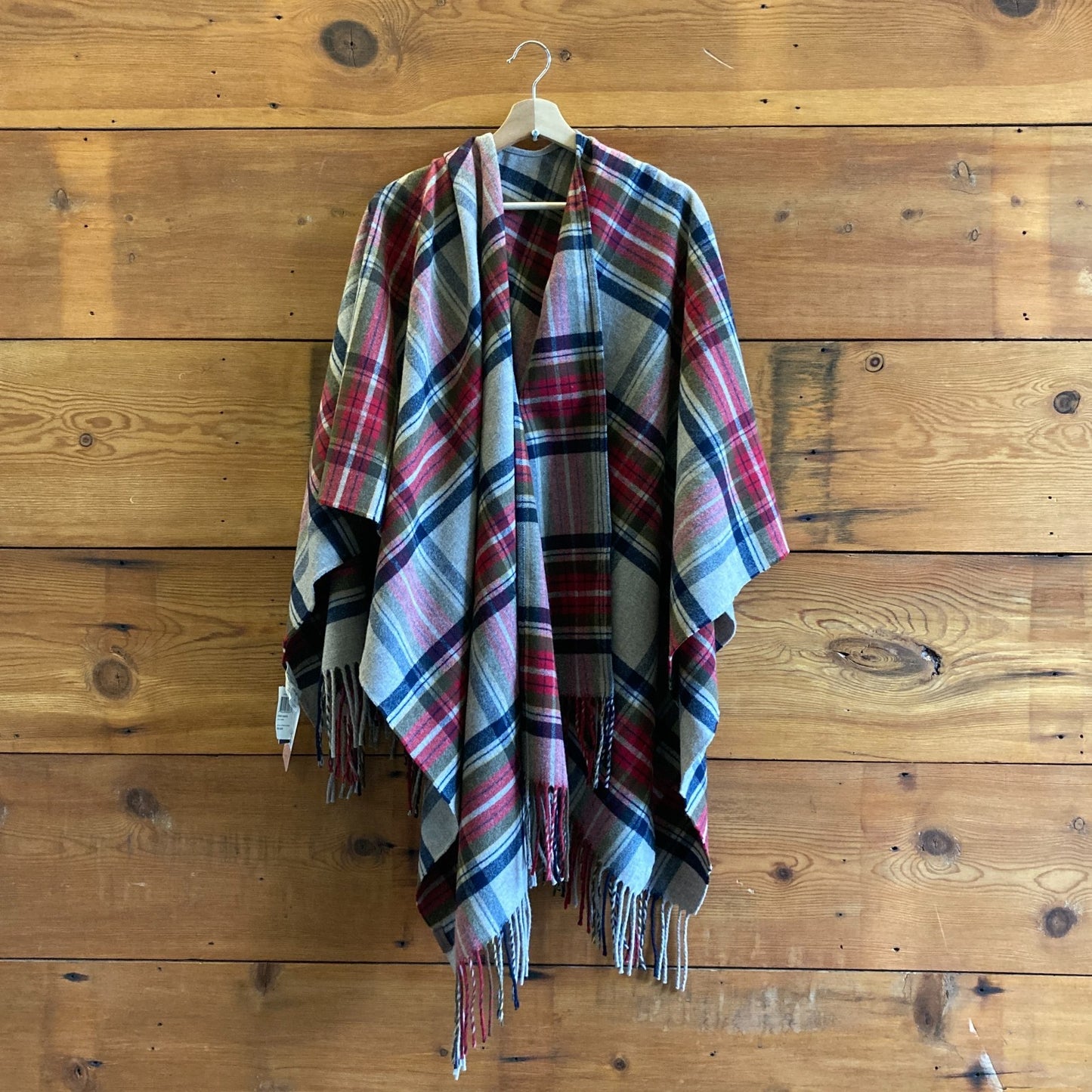 Pendleton 100% Wool Plaid Wrap Shawl Poncho Cape Plaid w/ Fringe NEW 0705SG