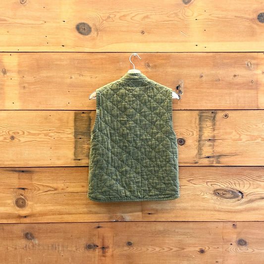 XS - Utility Canvas Olive Green Quilted Made in USA Womens Vest 1028CM
