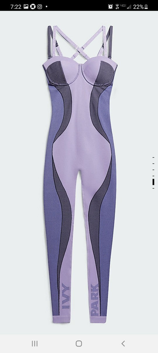 XS - Adidas x Ivy Park NEW Purple Catsuit Purple Glow Rodeo Jumpsuit 1027SW