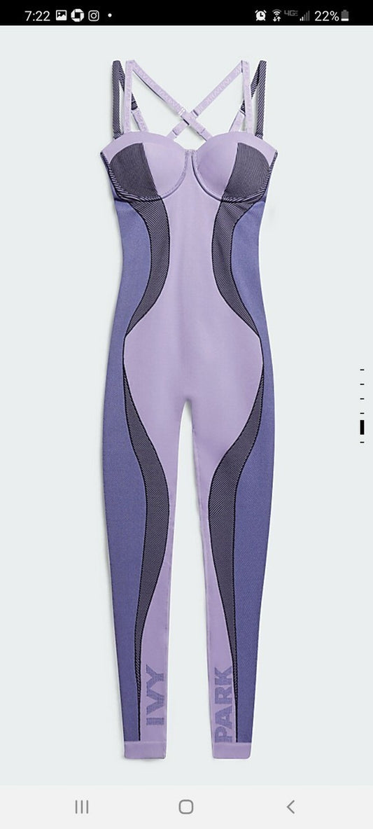 XS - Adidas x Ivy Park NEW Purple Catsuit Purple Glow Rodeo Jumpsuit 1027SW