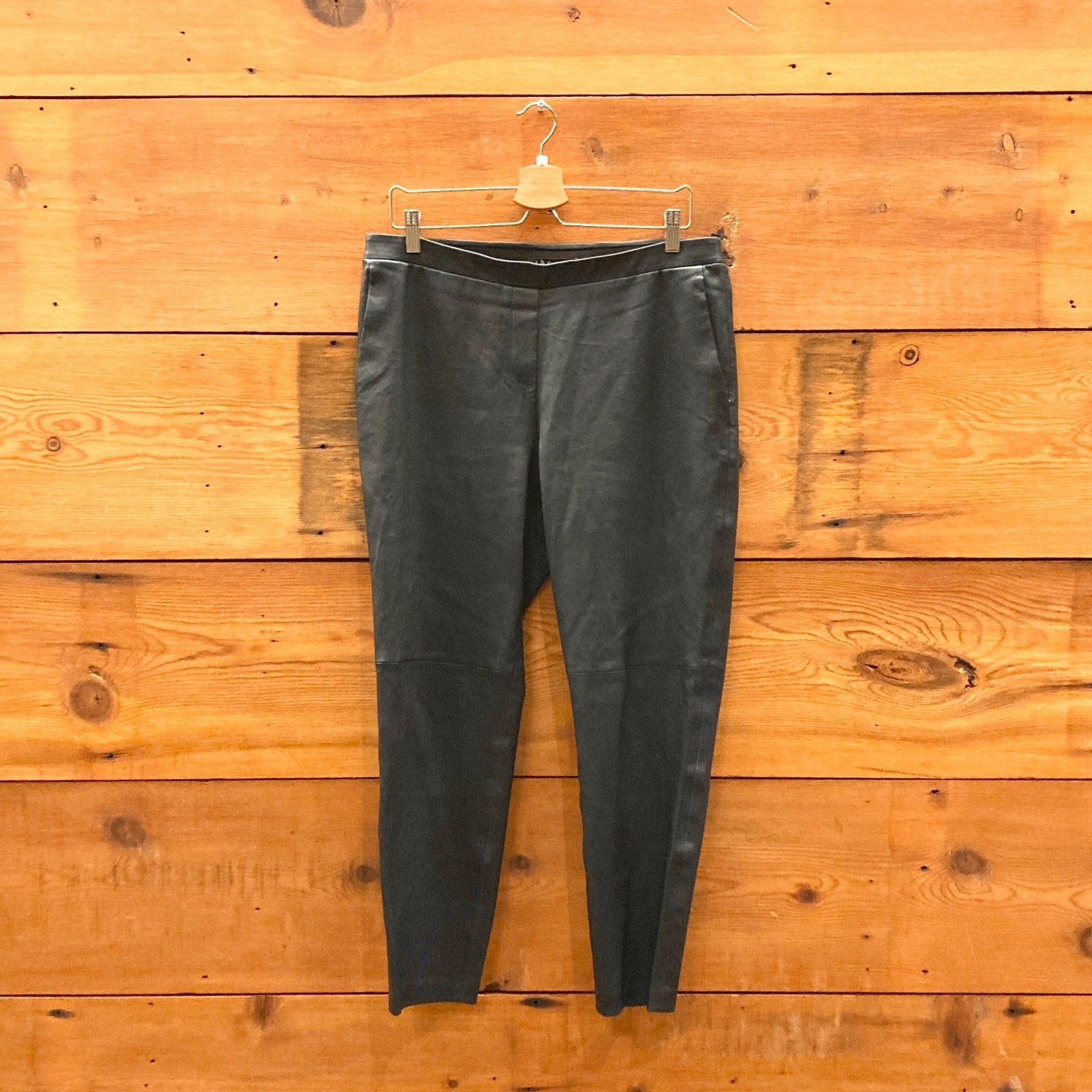 12 - Theory Navy Midrise Crop Leggings Thaniel L Brim Leather Pants 1029TV