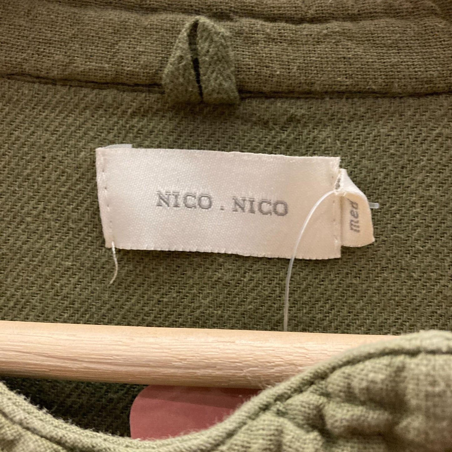 M - Nico Nico Olive Green Zap Weave Cotton Long Sleeve Jumpsuit 0627LH