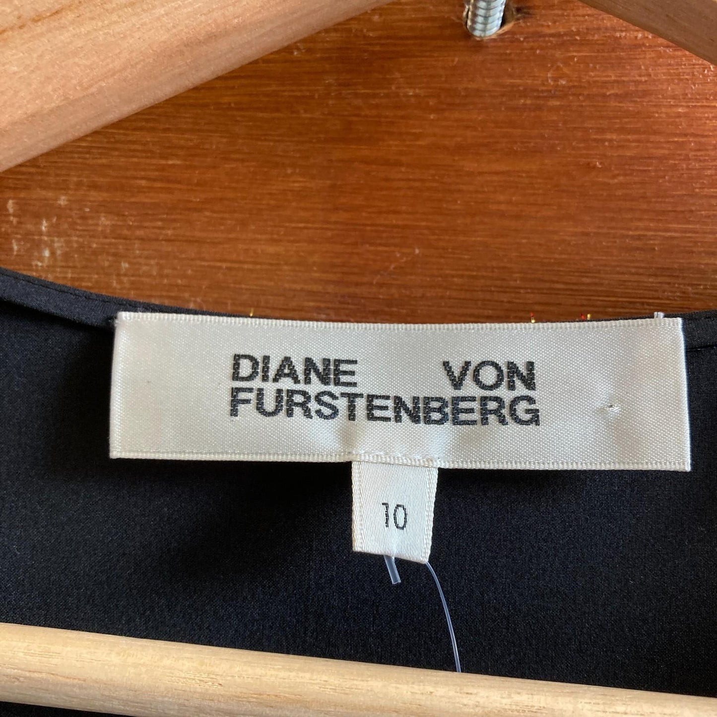 10 - Diane Von Furstenberg Black Jewel Metallic Overlay Faux Wrap Dress 1120PK