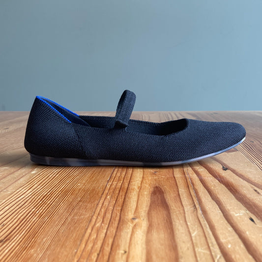 7.5 - Rothy's Black The Square Mary Jane Ballet Flats Womens Shoes 0315MN