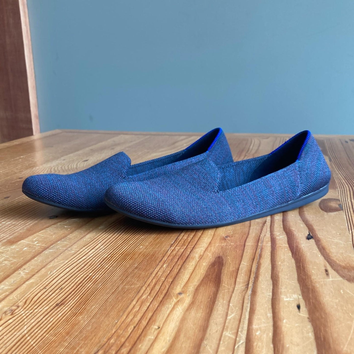 9 - Rothy's Navy The Loafer Round Toe Knit Fabric Flats Shoes 1103ES