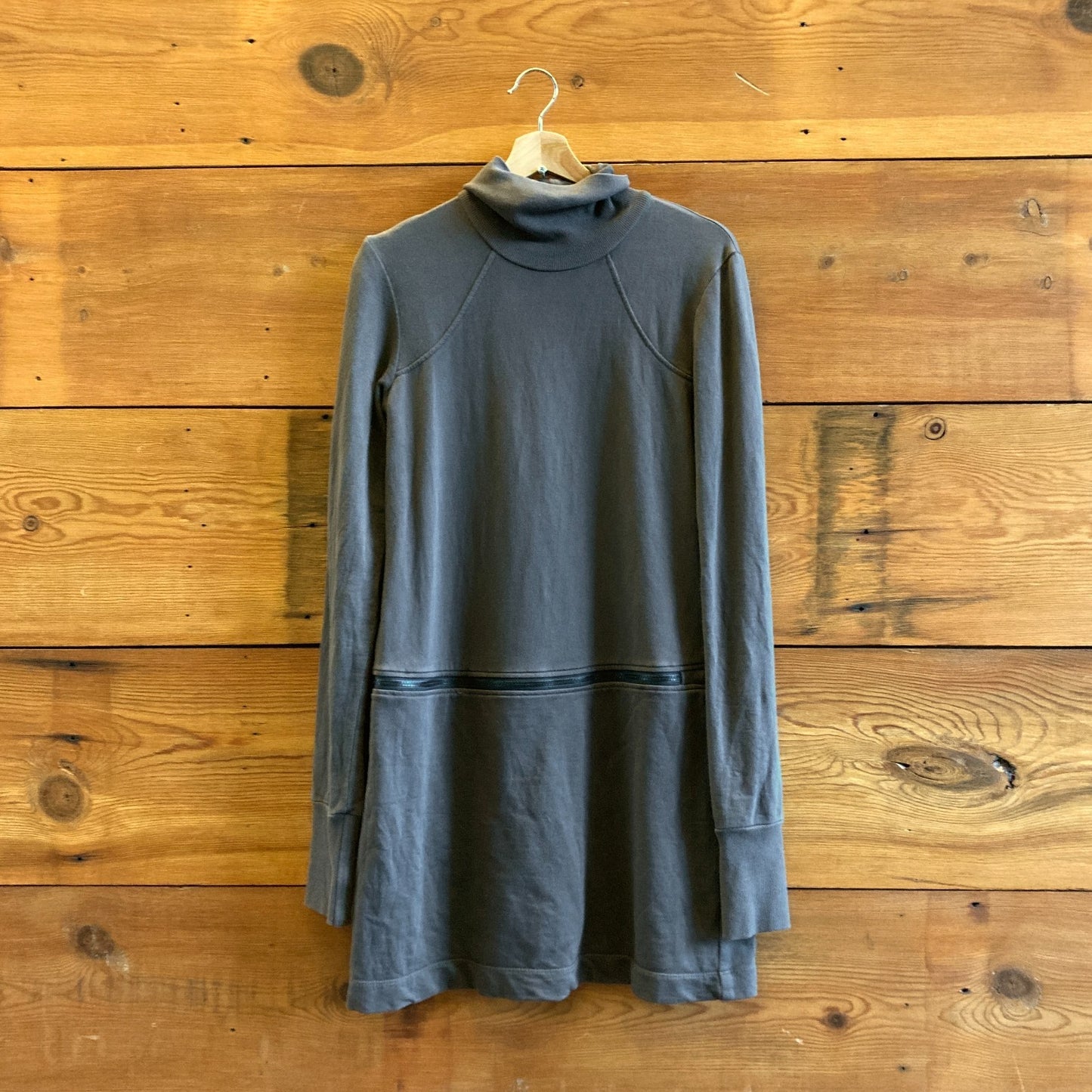 S - Prairie Underground Brown Long Sleeve Turtleneck Zipper Dress 0521MD