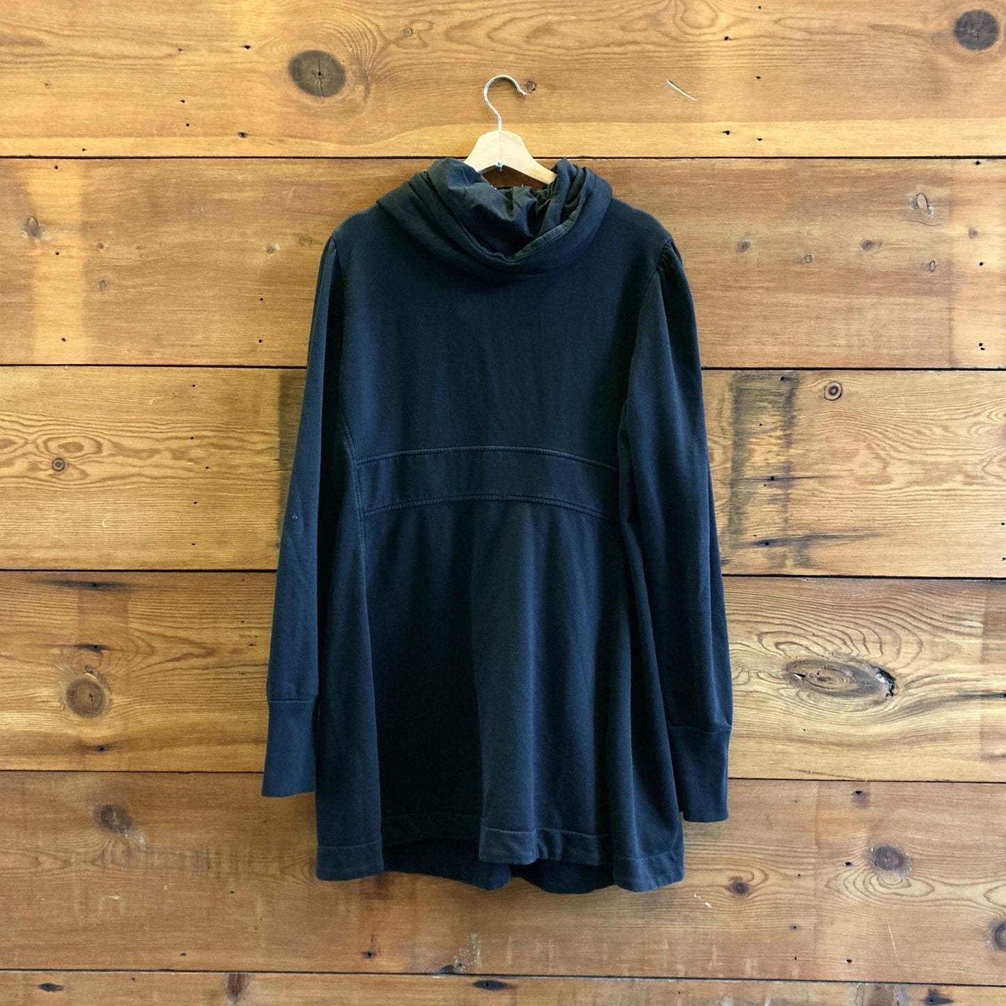 XXL - Prairie Underground Black Ruched Hoodie Long Cloak Jacket 0806TK