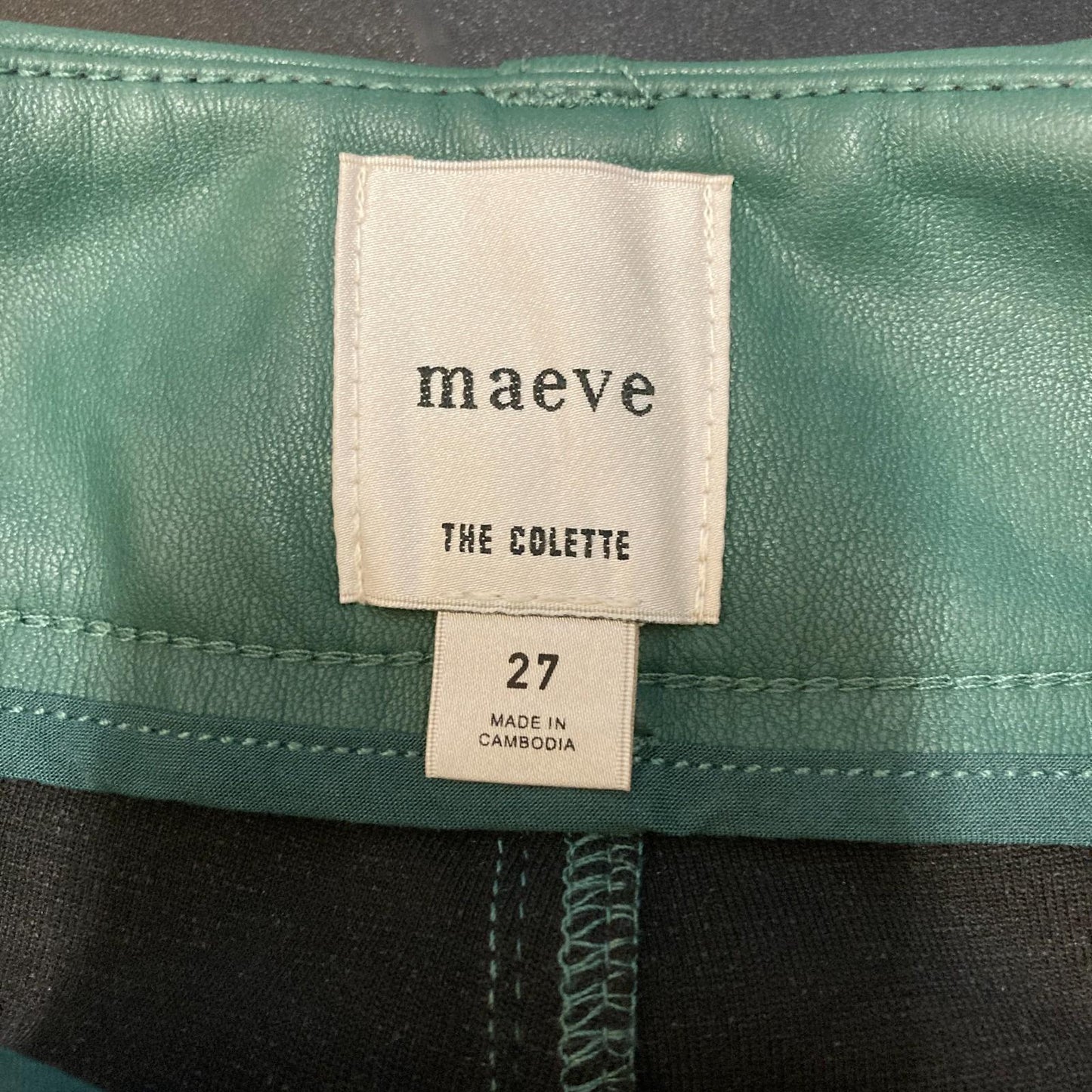 27 - Maeve Anthropologie Green Faux Leather Colette Cropped Wide Leg Pant 0628AC