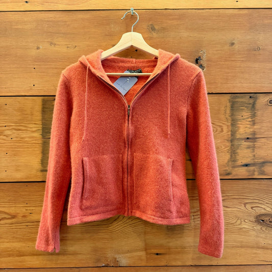 PS / S Petite - Daniel Bishop Orange Hoodie 100% Cashmere Zip Cardigan 0527LW