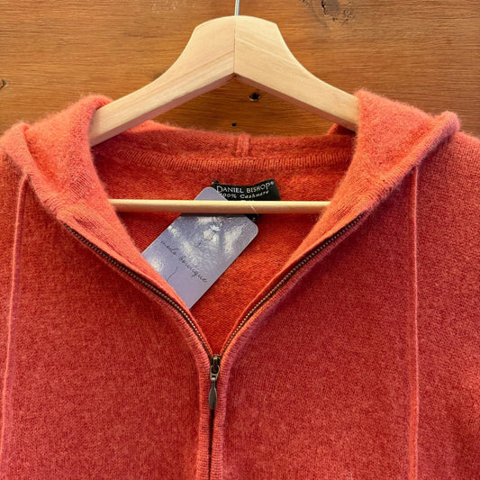 PS / S Petite - Daniel Bishop Orange Hoodie 100% Cashmere Zip Cardigan 0527LW