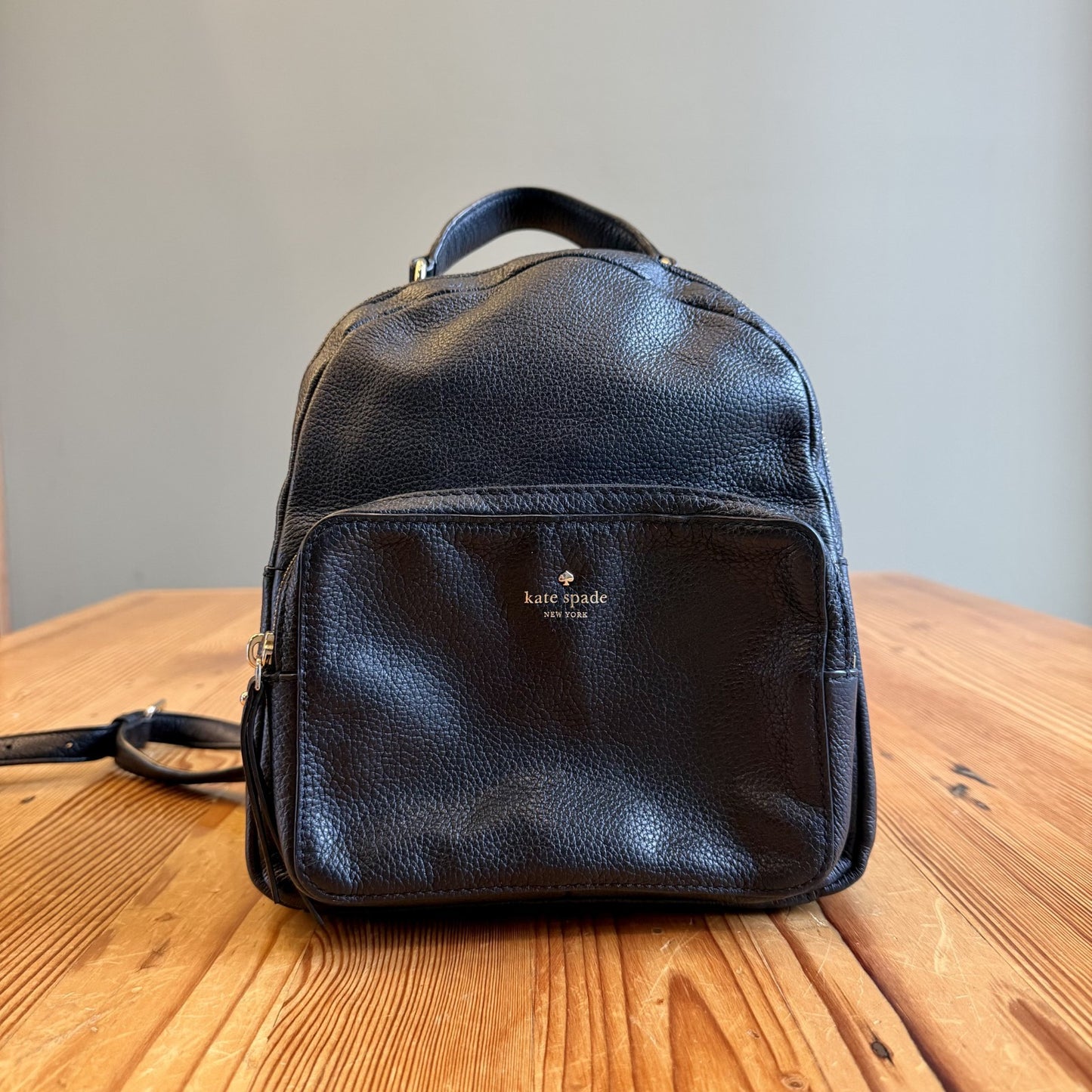 Kate Spade New York Jackson Black Pebbled Leather Medium Backpack Bag 1106KS