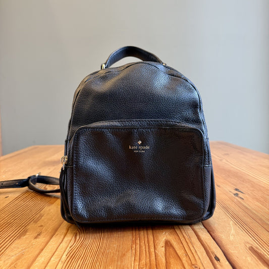 Kate Spade New York Jackson Black Pebbled Leather Medium Backpack Bag 1106KS