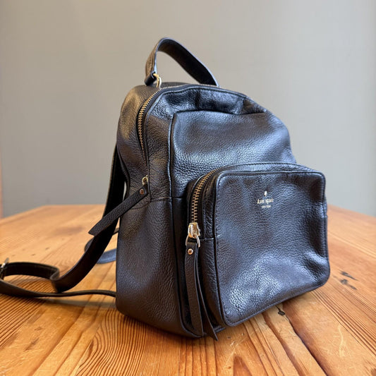Kate Spade New York Jackson Black Pebbled Leather Medium Backpack Bag 1106KS