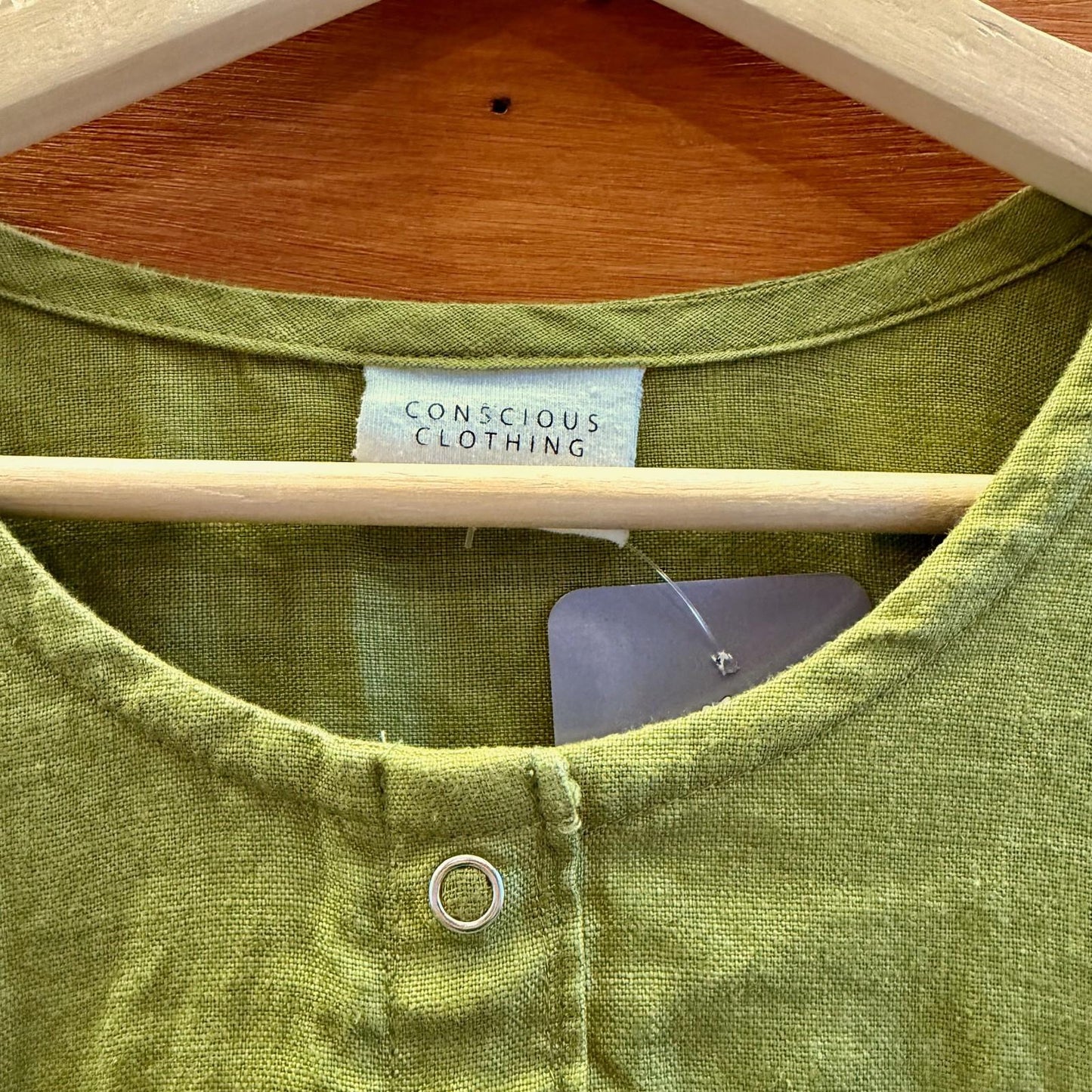 M - Conscious Clothing Green Ranch Babydoll Tiered Short Sleeve Dress 0607CC