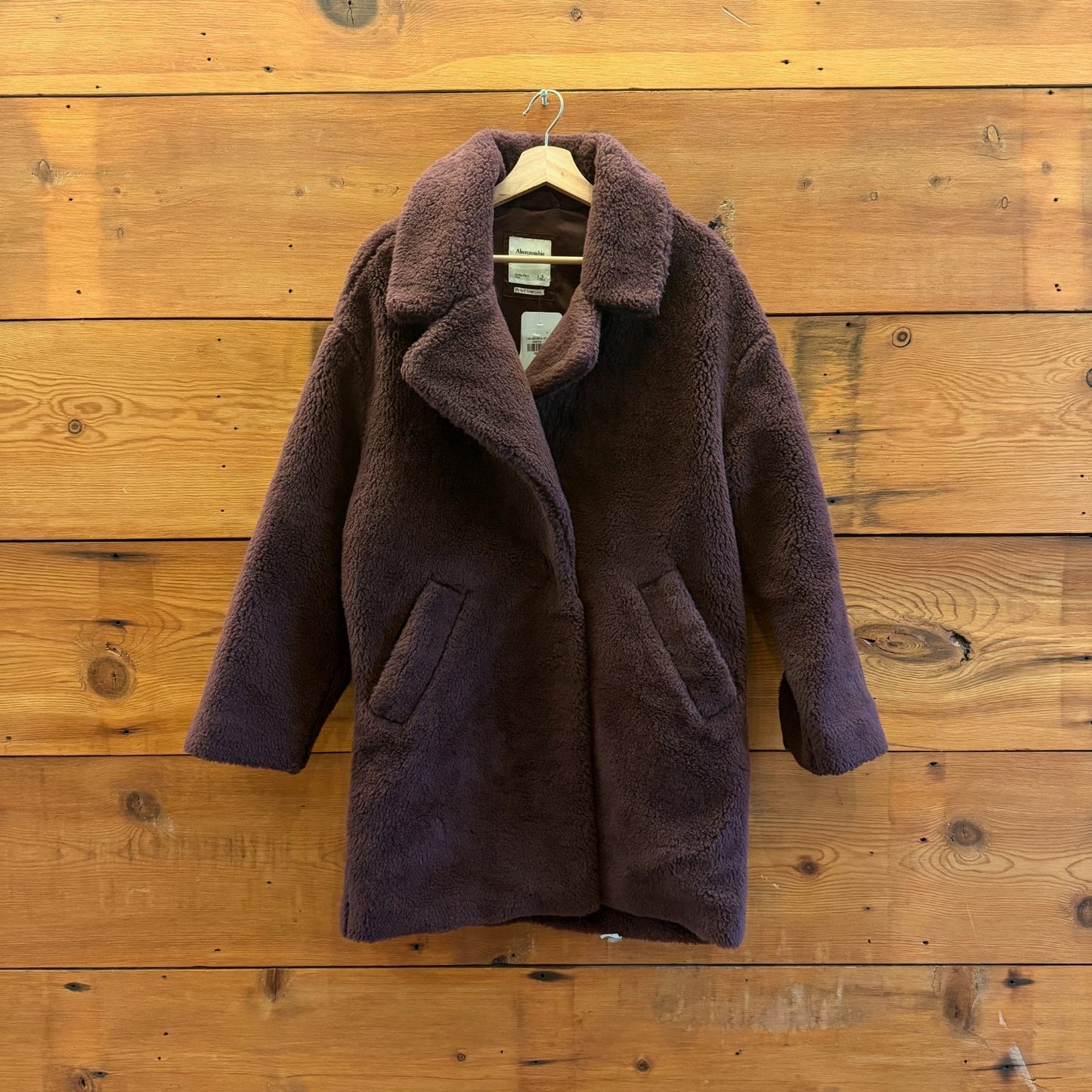 S - Abercrombie & Fitch Brown A&F Teddy Coat NEW $160 Winter Jacket 1106KS