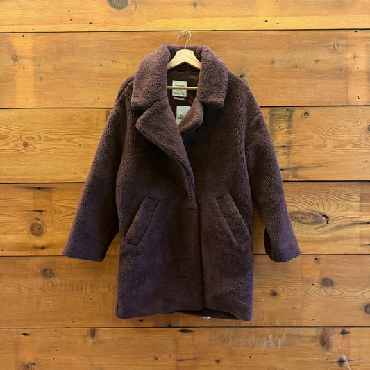 S - Abercrombie & Fitch Brown A&F Teddy Coat NEW $160 Winter Jacket 1106KS