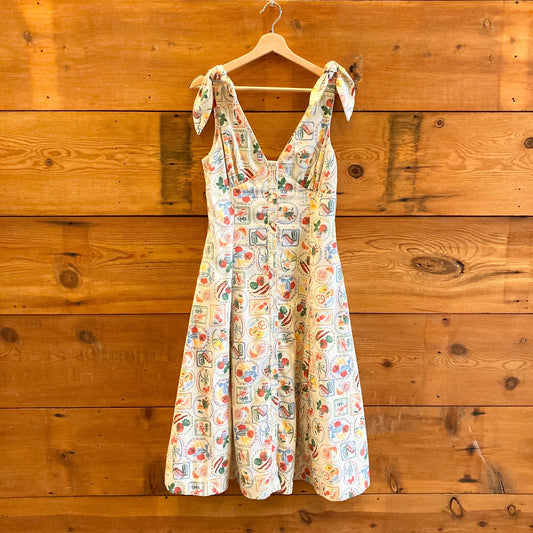 M - En Saison White Italy Summer Print Nayeli Sleeveless Midi Dress 0623ML