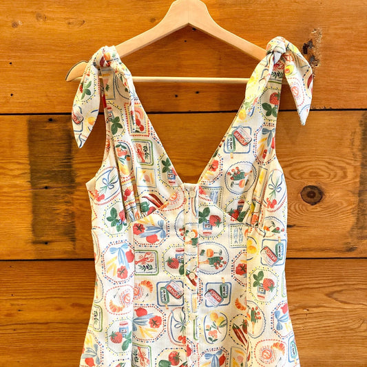 M - En Saison White Italy Summer Print Nayeli Sleeveless Midi Dress 0623ML