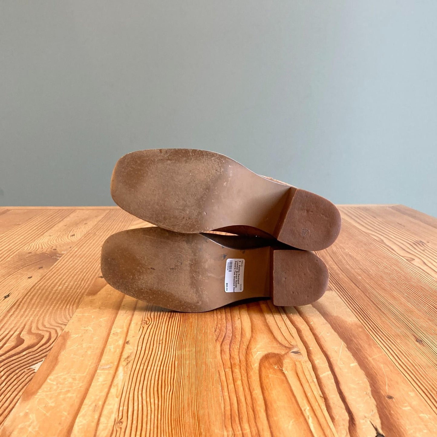 6 - Patina Portland Leather Brown Suede Square Toe Stacked Heel Boots 1104JU