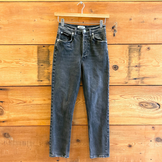 25 - Agolde Black Wash Riley High Rise Straight Crop Stretch Jeans 1229MH