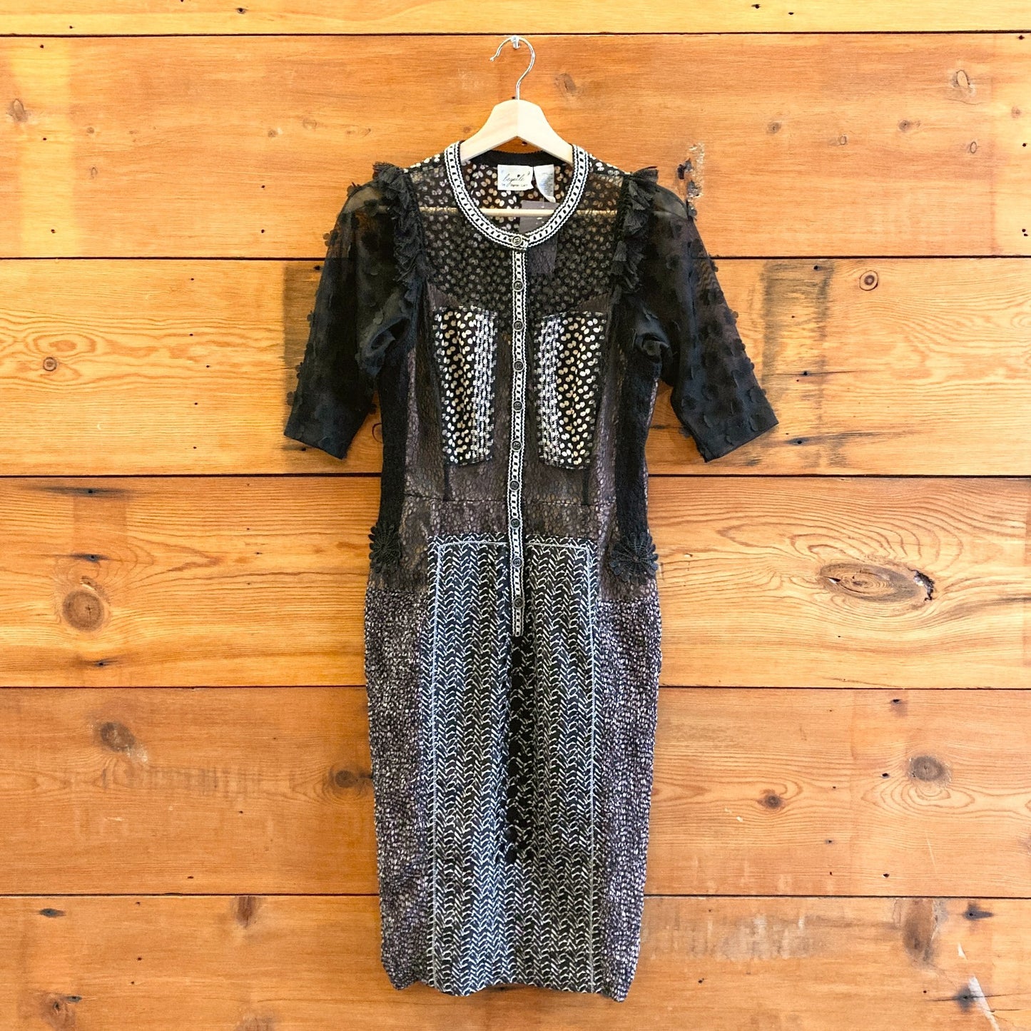 4 - Beguile by Byron Lars Black Allusion Mixed Fabric Sheath Dress 0623ML