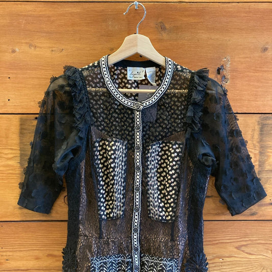 4 - Beguile by Byron Lars Black Allusion Mixed Fabric Sheath Dress 0623ML