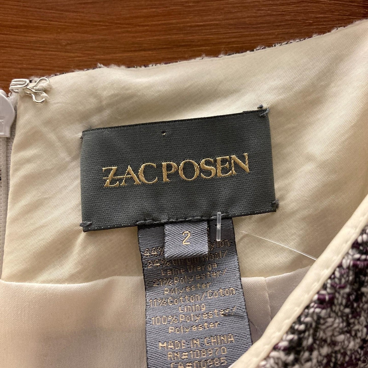 2 - Zac Posen Brown White Silk Tweed Pencil Wiggle Midi Skirt 0426CR