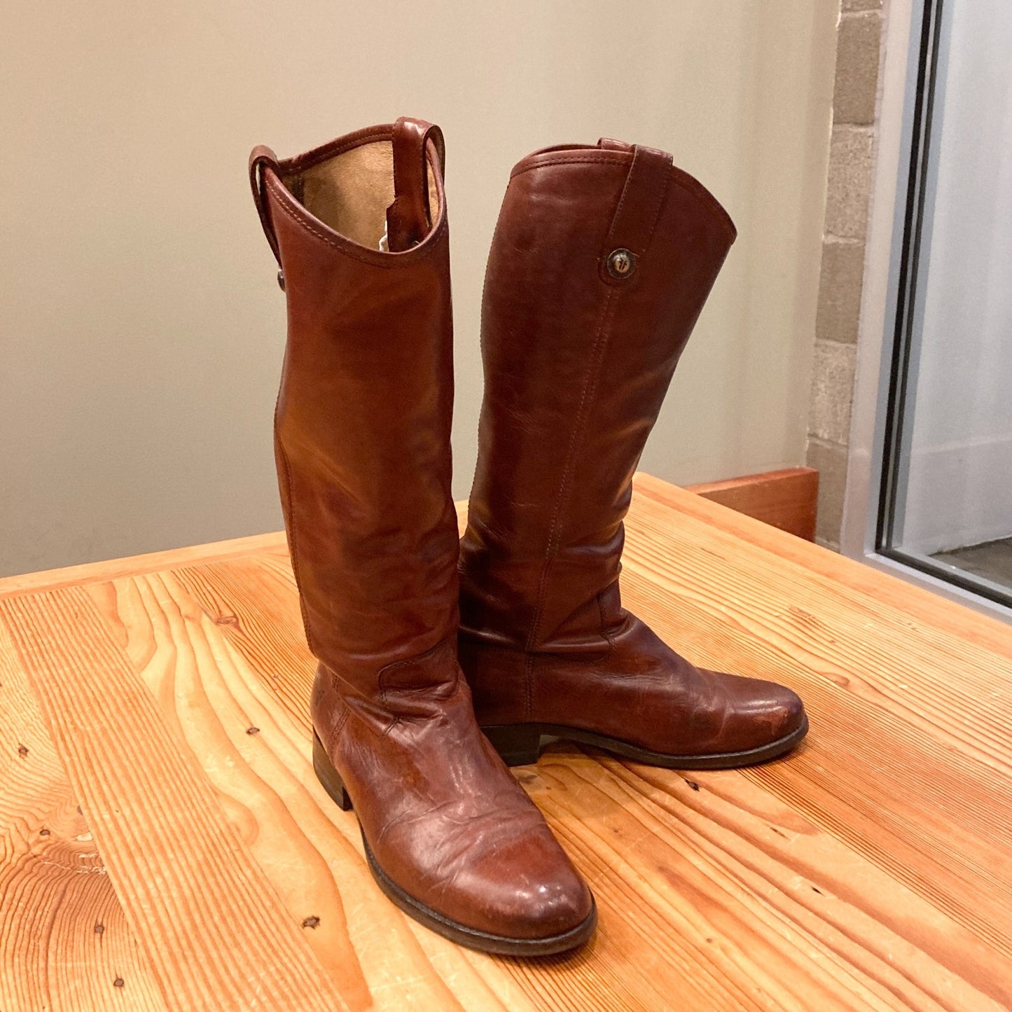8 - Frye Brown Leather Melissa Button Vintage Womens Riding Boots 1110SP