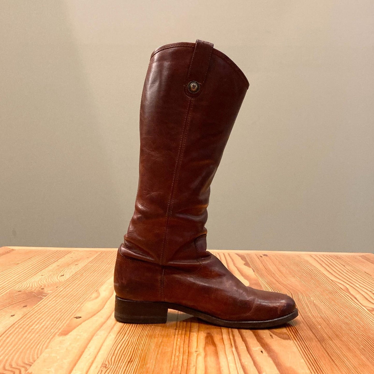 8 - Frye Brown Leather Melissa Button Vintage Womens Riding Boots 1110SP