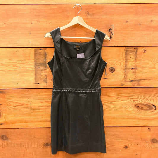 S - Diesel Black Leather Sleeveless Vintage Lined Mini Dress 1111ES