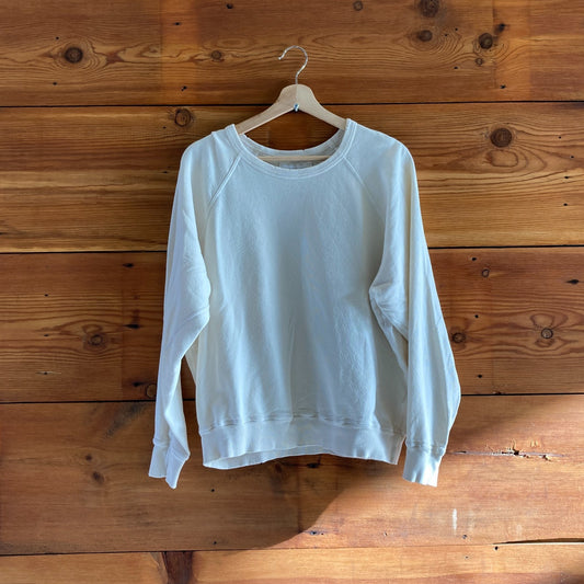 2 / M - The Great. White Distressed Edges Pullover Cotton Sweatshirt 4427SC
