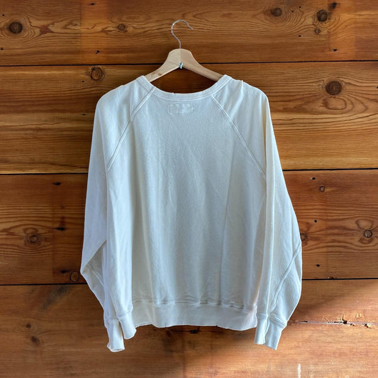 2 / M - The Great. White Distressed Edges Pullover Cotton Sweatshirt 4427SC
